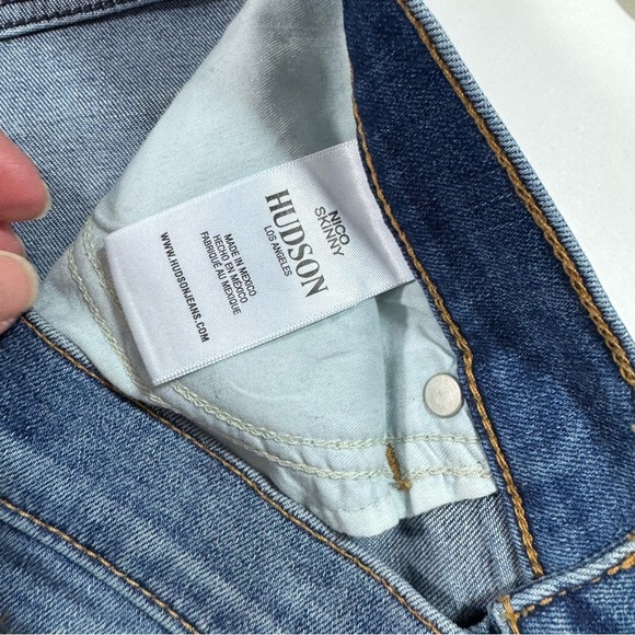 Hudson Nico Skinny Jeans Distressed Ripped Knee Medium Wash - Picture 6 of 10